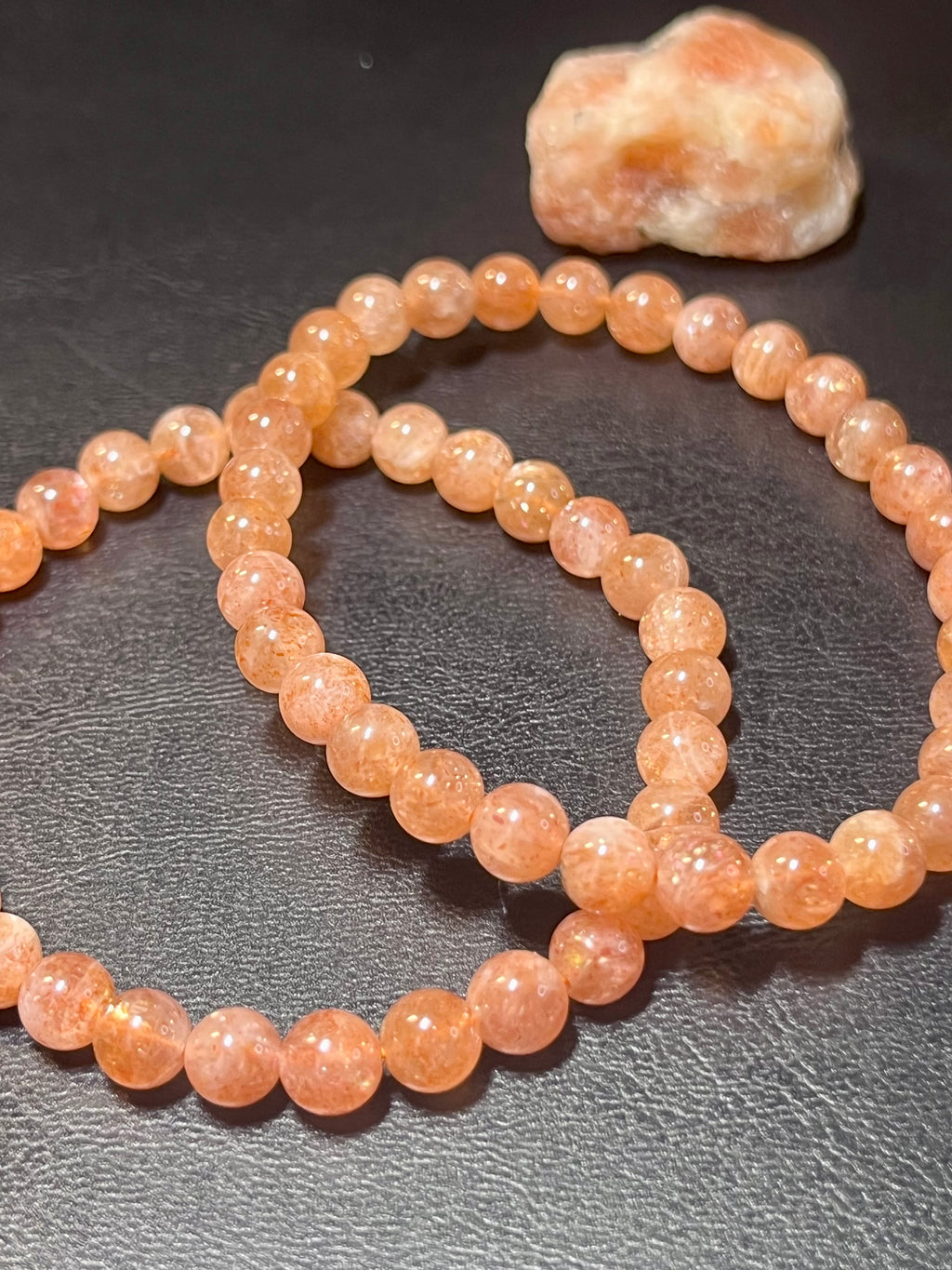 Golden Sunstone smooth round 6mm bead stretch bracelet
