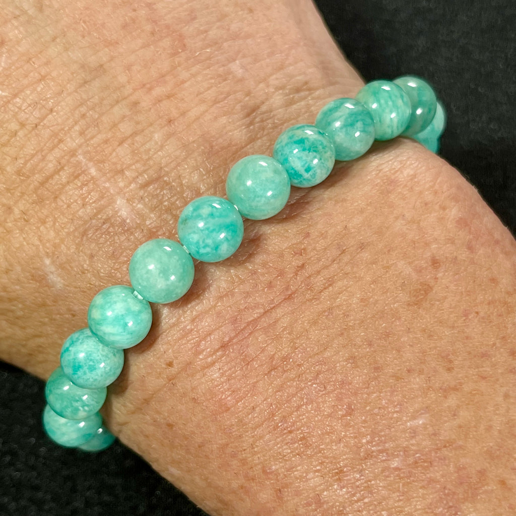Amazonite smooth round 6mm, 8mm, 10mm bead stretch bracelet (AA grade)