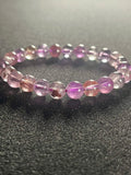 Purple Ghost Quartz (Phantom Quartz) smooth round 8mm bead stretch bracelet