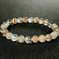 Black Super Seven smooth round 7-8mm bead stretch bracelet