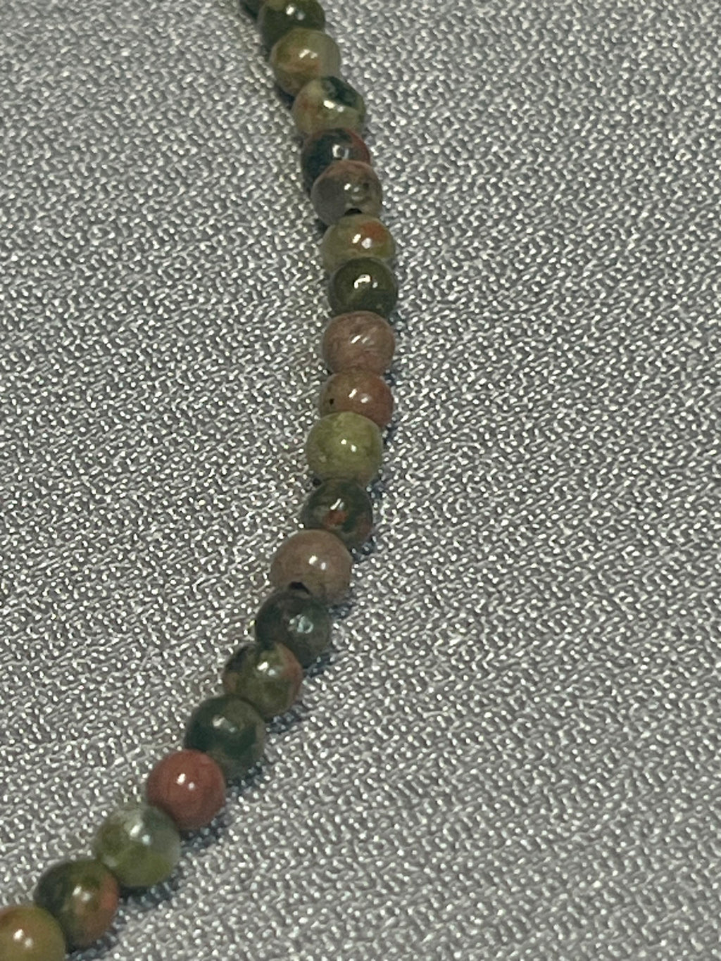 Unakite smooth round 3mm bead necklace w/ clasp