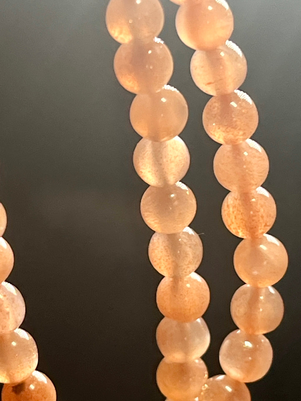 Sunstone w/ strong Moonstone-like adularescence smooth round 4mm bead silver clasp necklace (premium grade)