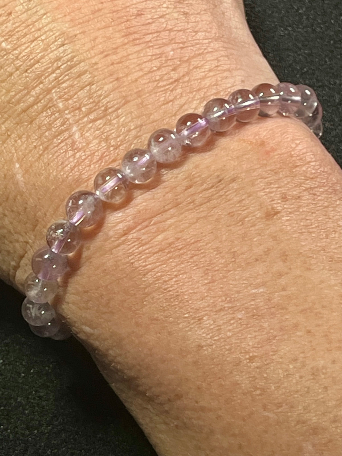 Light Lilac Amethyst smooth round 6mm bead stretch bracelet high clarity (AA grade); February birthstone