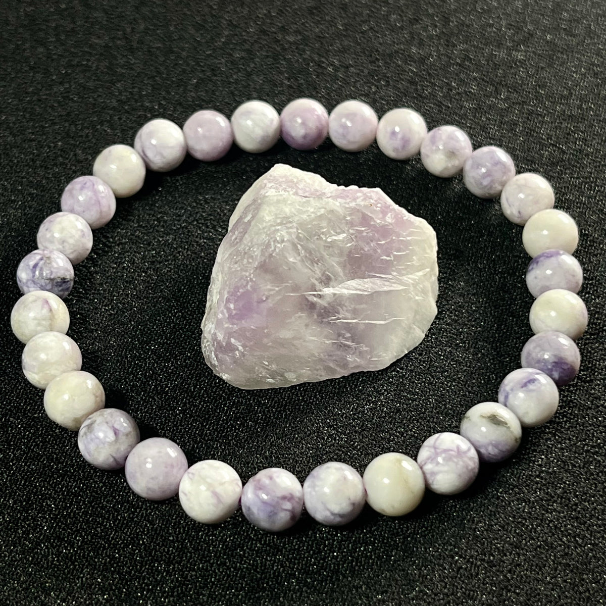 Purple Tiffany Jasper smooth round 6.5mm bead stretch bracelet