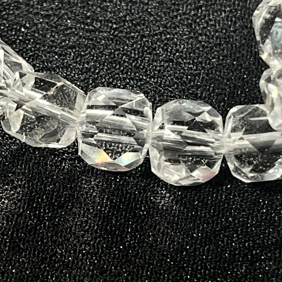 Clear Crystal Quartz microfaceted cube 7mm bead stretch bracelet; April birthstone