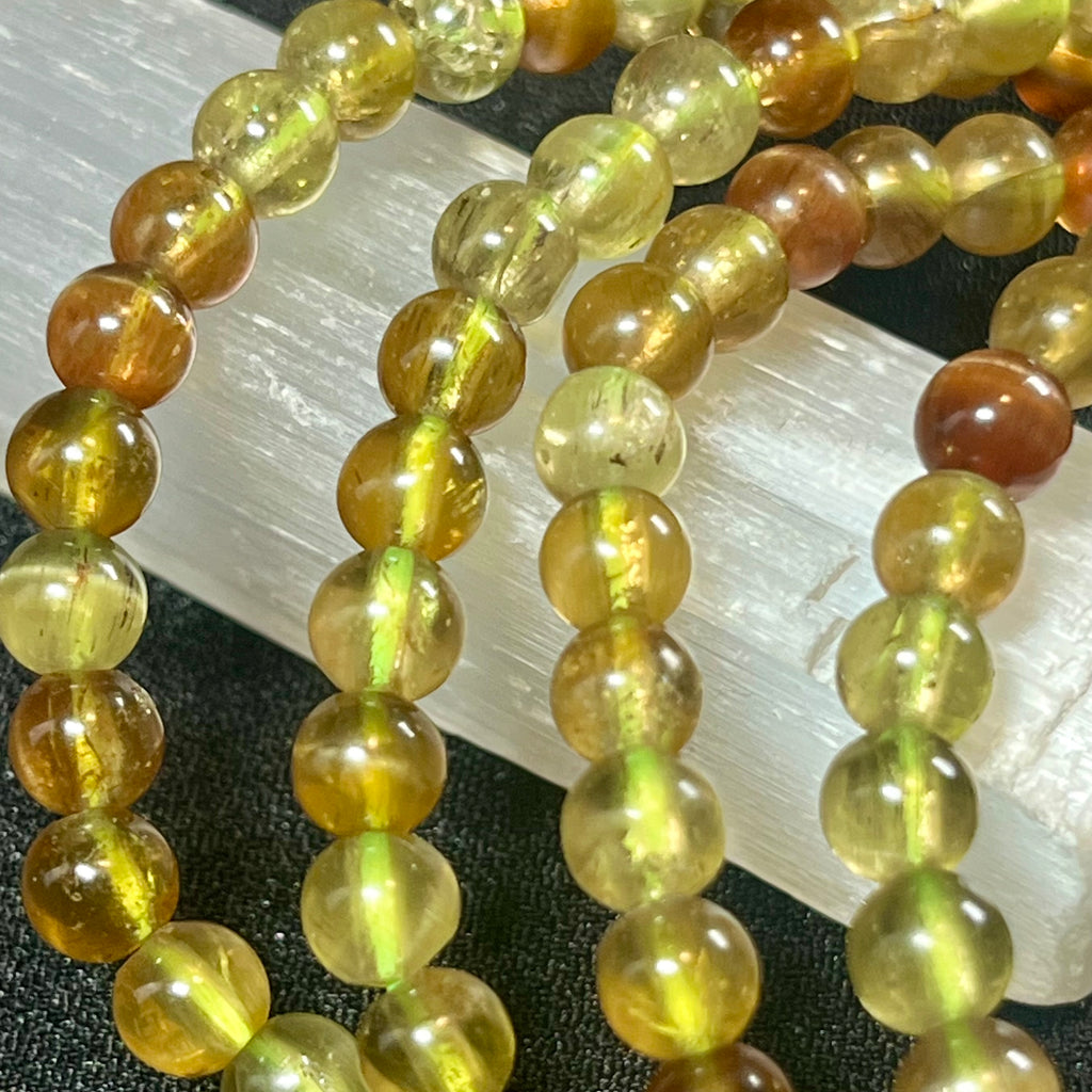 RARE Green Tsavorite Garnet smooth round 5mm bead stretch bracelet (AA grade)