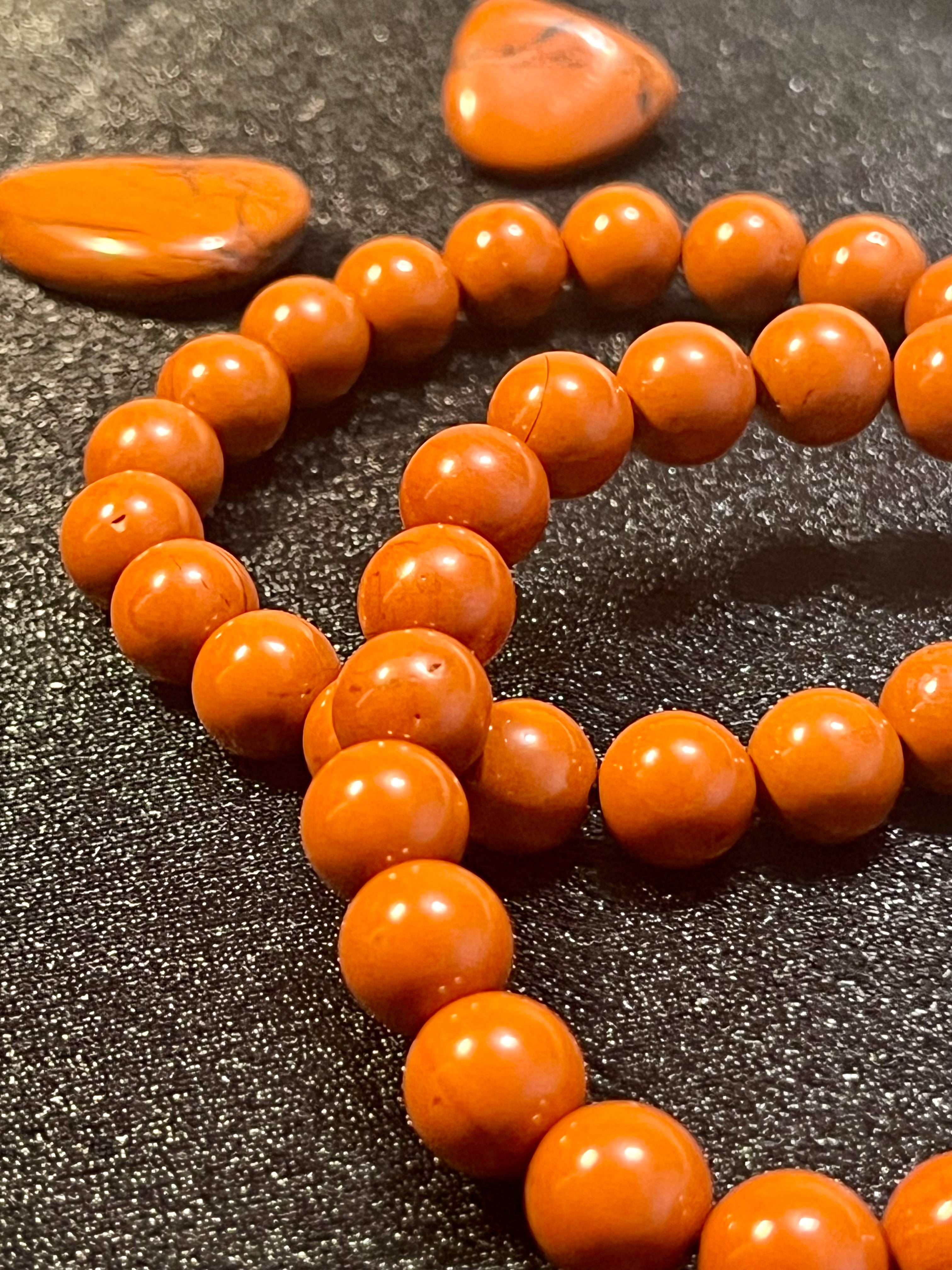 Red Jasper smooth round 4mm, 6mm, 8mm bead stretch bracelet (A grade)