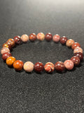 Red Porcelain Jasper smooth round 8mm bead stretch bracelet