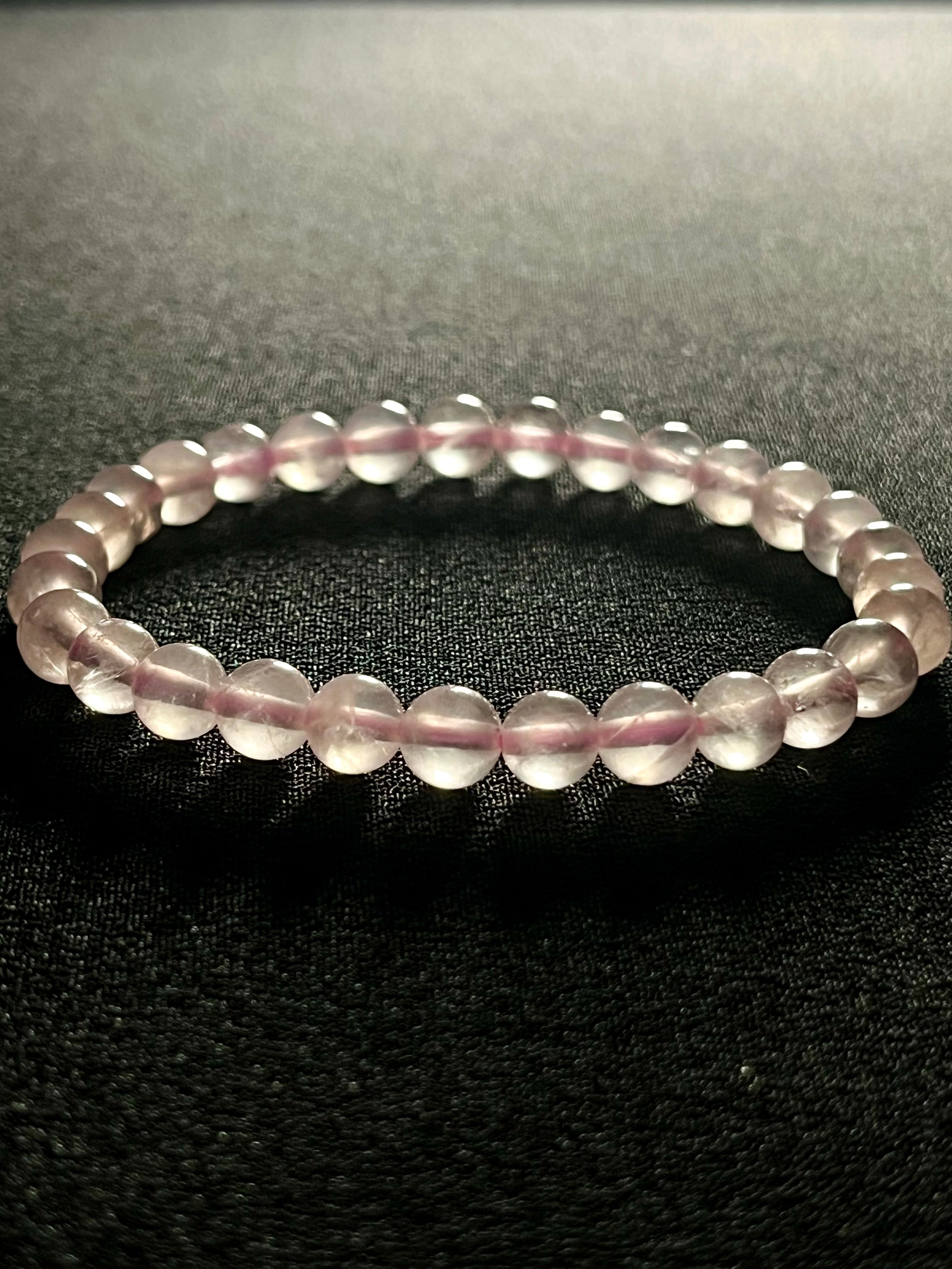 Light Pink Rose Quartz smooth round 6mm beads stretch bracelet (AAA grade); October birthstone