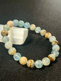 Argentina Blue Calcite smooth round 8mm bead stretch bracelet