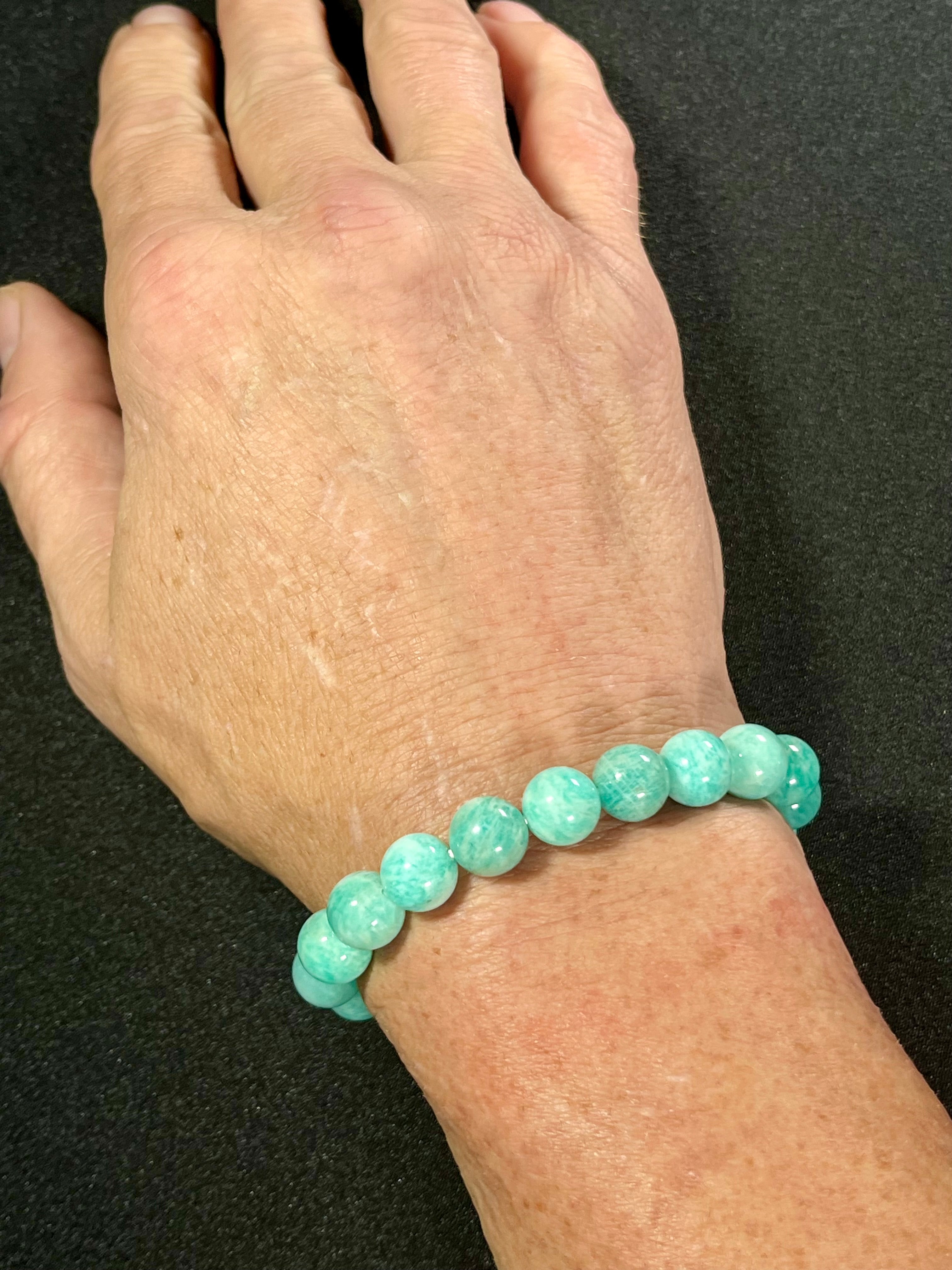 Amazonite smooth round 6mm, 8mm, 10mm bead stretch bracelet (AA grade)