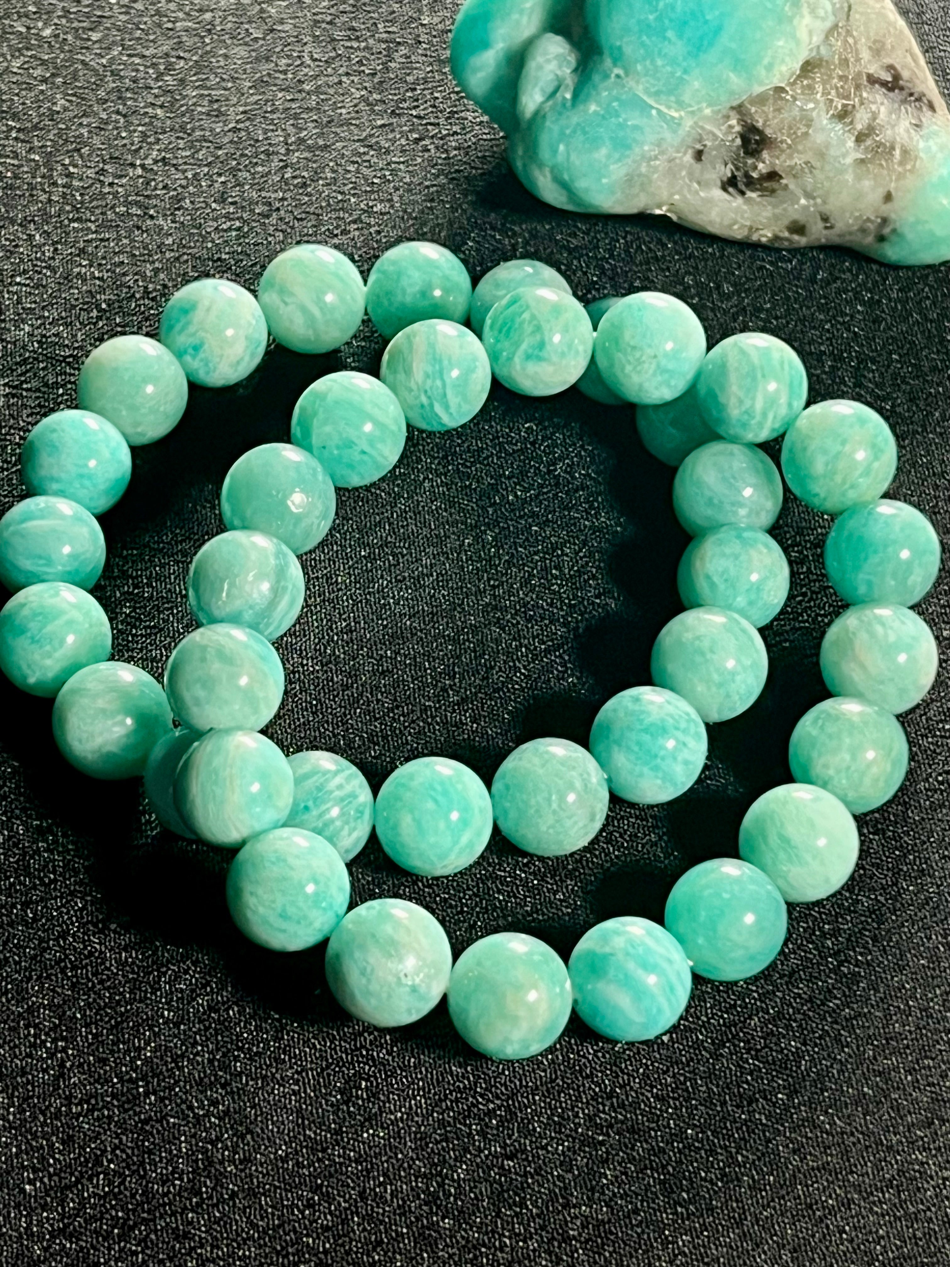Amazonite smooth round 6mm, 8mm, 10mm bead stretch bracelet (AA grade)