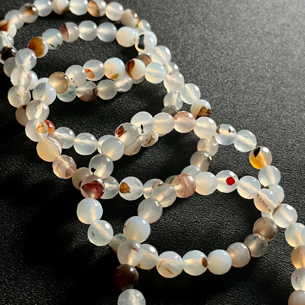 RARE Flower Agate 128 faceted round 8mm bead stretch bracelet (AAA grade)