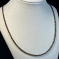 Smoky Quartz microfaceted round 3mm bead 22” adjustable necklace w/ silver clasp & extension chain premium grade)