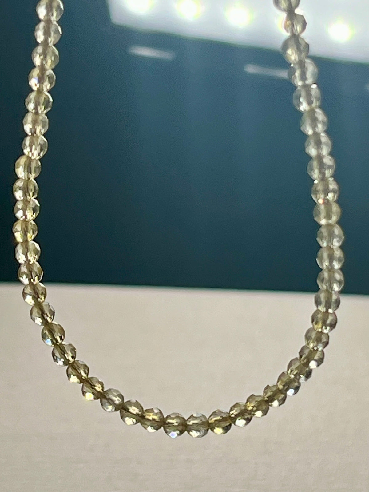 Citrine microfaceted sparkling round 3mm bead 18k gold clasp 20 1/2” adjustable necklace (premium grade); November birthstone