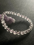 Light Lavender Amethyst smooth round 6mm bead stretch bracelet (AAA grade); February birthstone