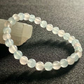Aquamarine & Madagascar Rose Quartz smooth round 6mm bead heart healing stretch bracelet