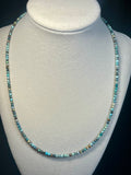 Turquoise smooth round 3mm bead silver clasp necklace