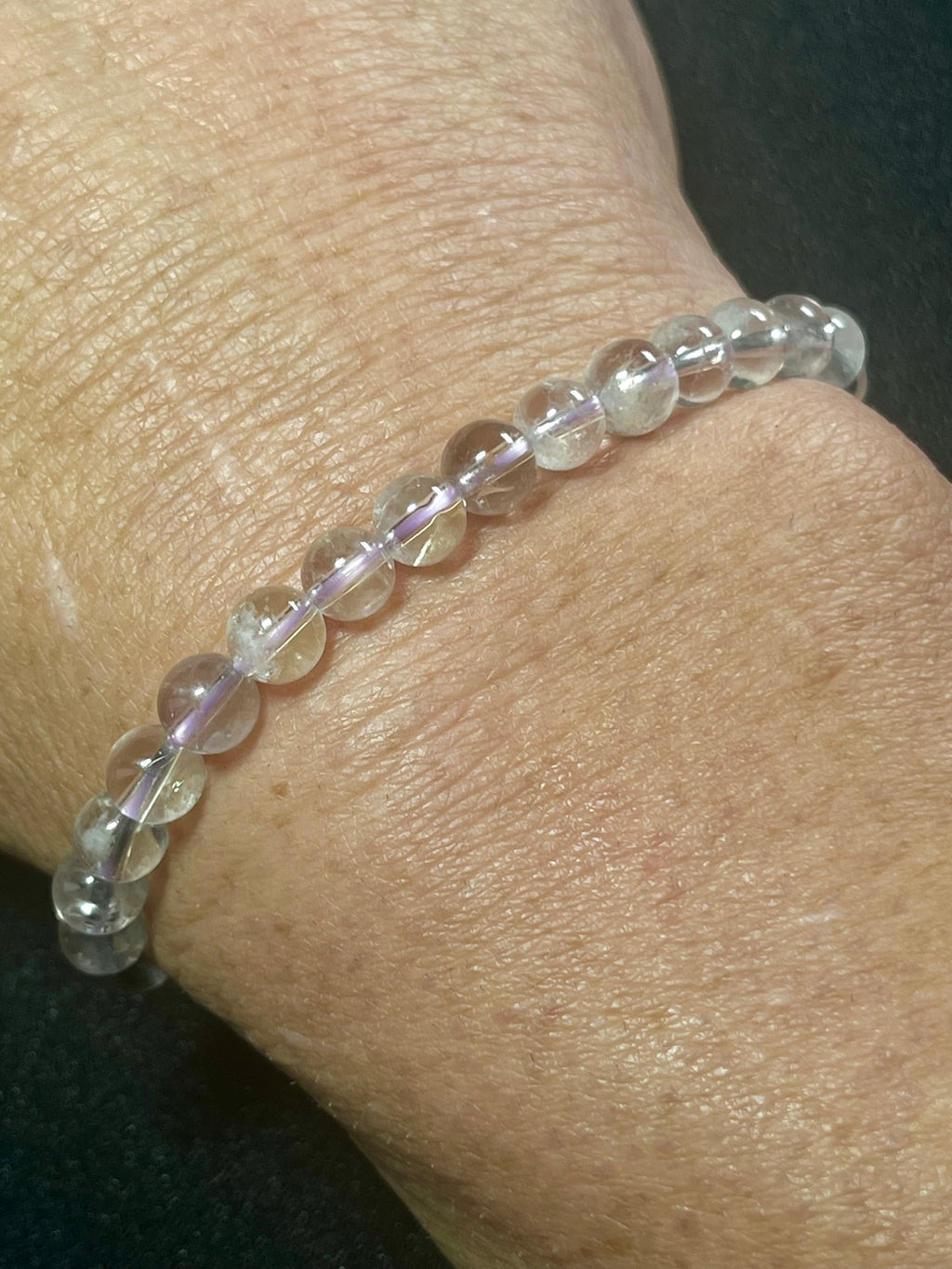 Light Lavender Amethyst smooth round 6mm bead stretch bracelet (AAA grade); February birthstone