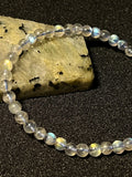 Labradorite smooth round 4mm bead (w/ good flash) stretch bracelet (AA grade)