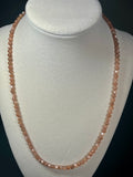 Sunstone w/ strong Moonstone-like adularescence smooth round 4mm bead silver clasp necklace (premium grade)
