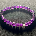 Amethyst (dark) faceted round 6mm bead stretch bracelet w/4mm microfaceted Clear Quartz spacer