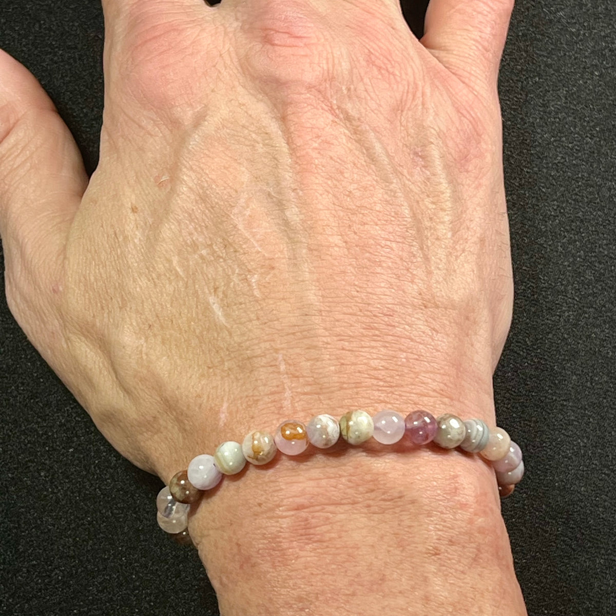 RARE Rainbow Amethyst smooth round 6mm and 8mm bead stretch bracelets