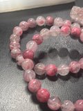 Flower Rhodonite smooth round 8mm bead stretch bracelet (premium)