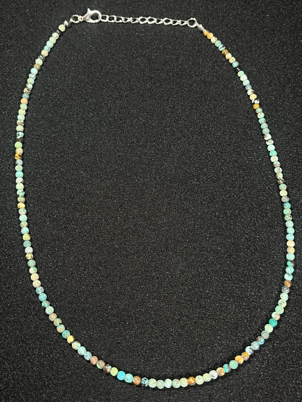 Turquoise smooth round 3mm bead silver clasp necklace