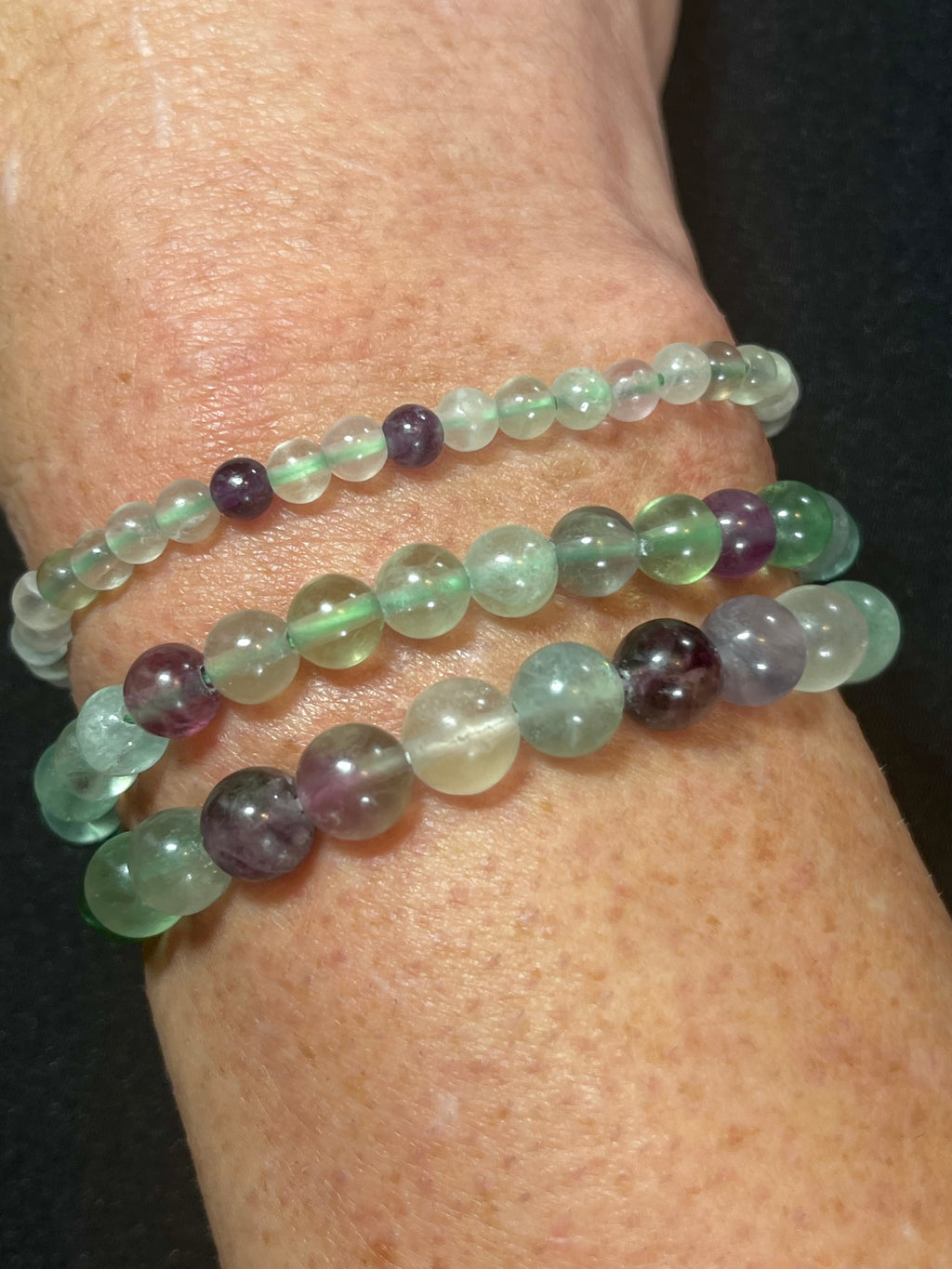 Fluorite smooth round 4mm, 6mm and 8mm bead stretch bracelet