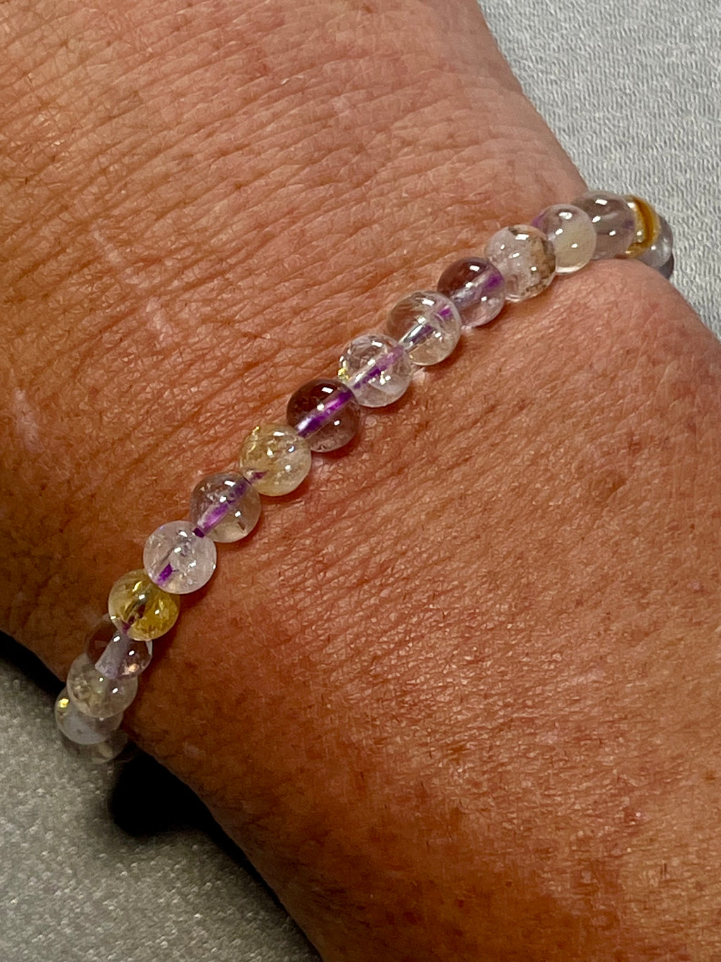 Ametrine smooth round 6mm bead stretch bracelet