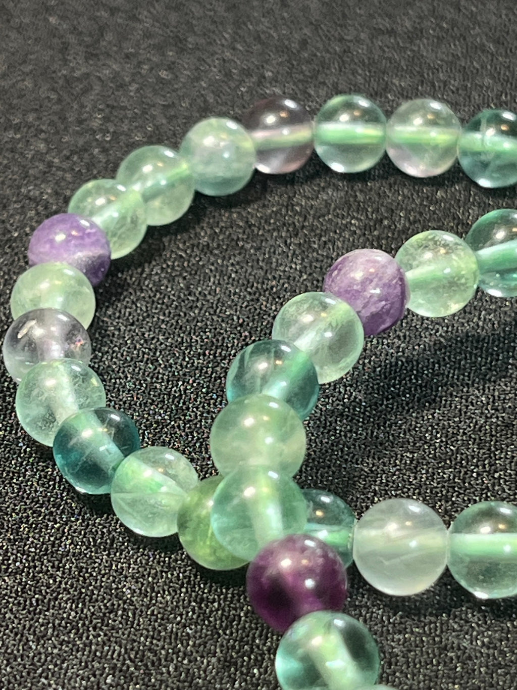 Fluorite smooth round 4mm, 6mm and 8mm bead stretch bracelet