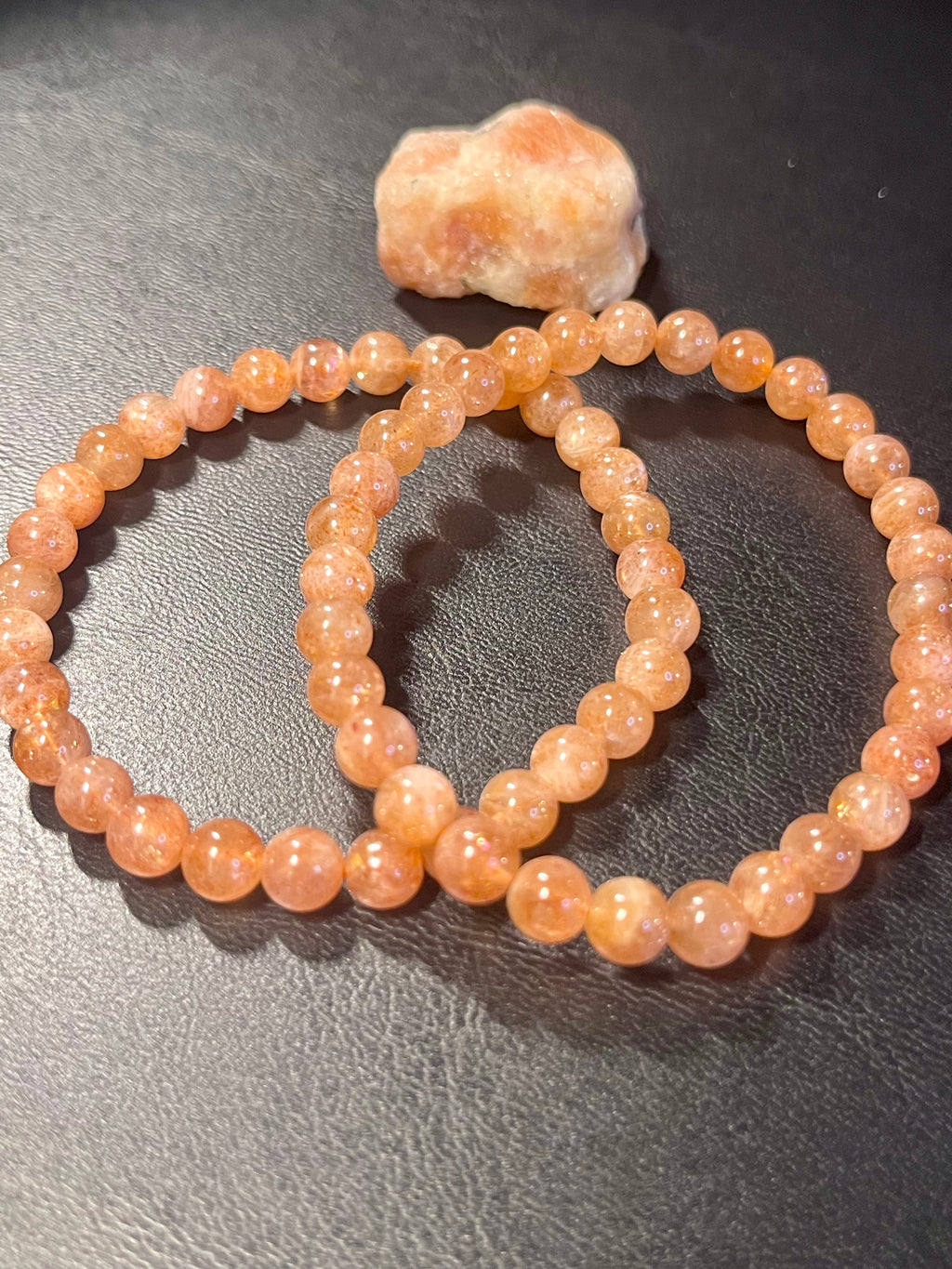 Golden Sunstone smooth round 6mm bead stretch bracelet