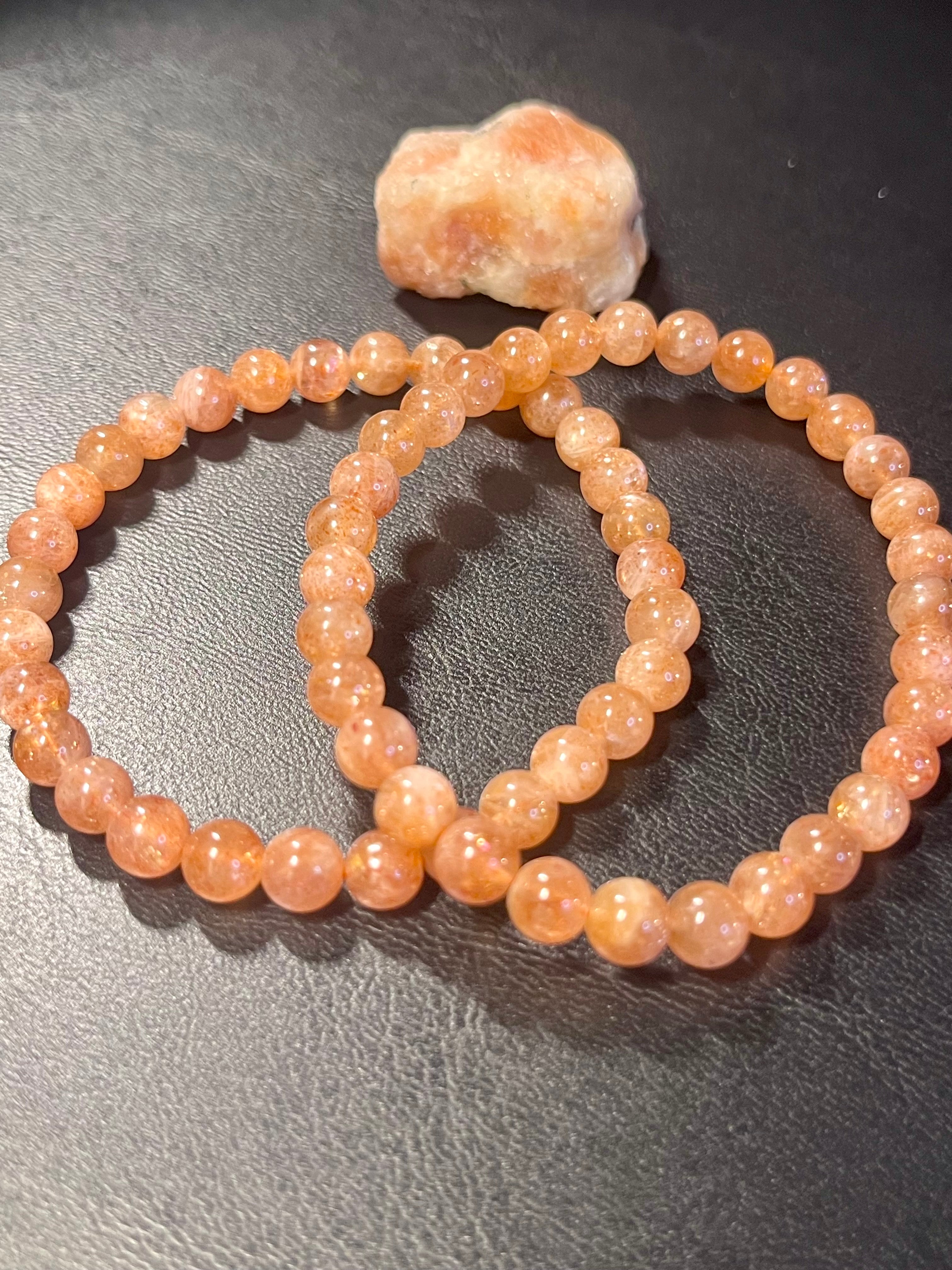 Golden Sunstone smooth round 6mm bead stretch bracelet