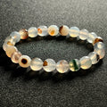 RARE Flower Agate 128 faceted round 8mm bead stretch bracelet (AAA grade)