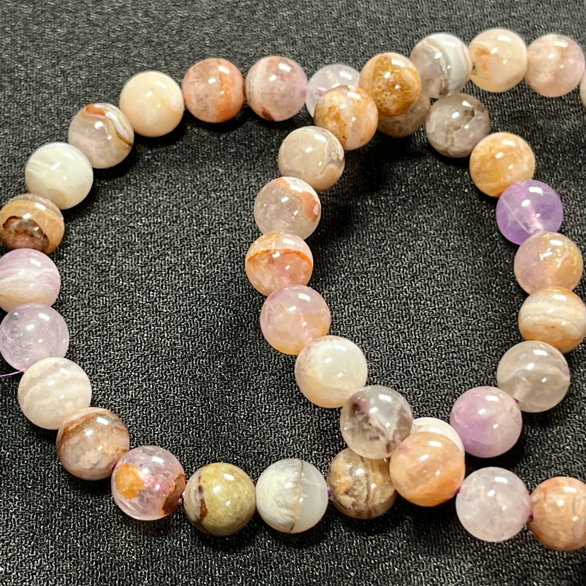 RARE Rainbow Amethyst smooth round 6mm and 8mm bead stretch bracelets