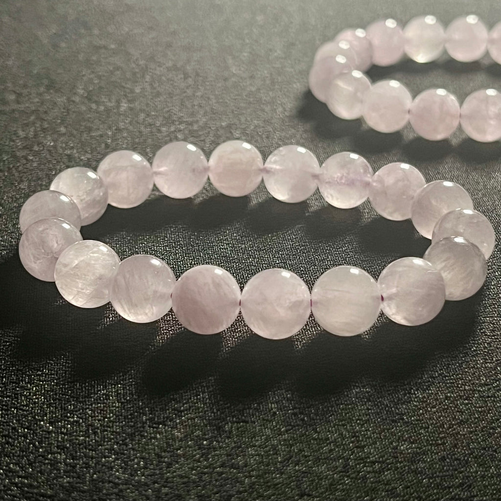 Lavender Amethyst smooth round 10mm bead single stretch bracelet; February birthstone