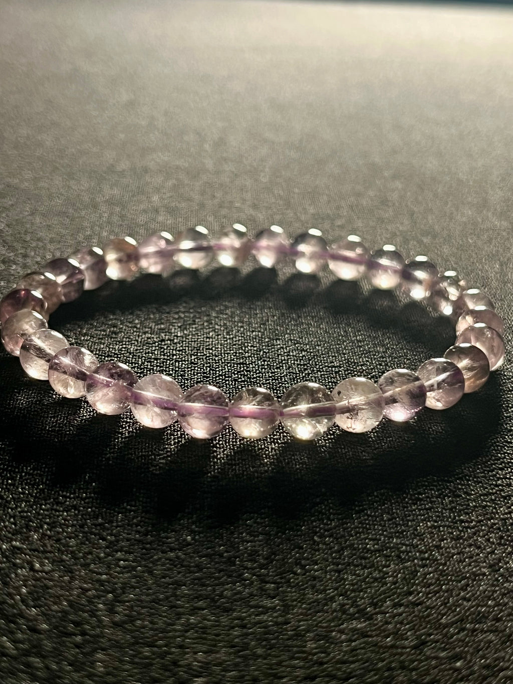 Light Lilac Amethyst smooth round 6mm bead stretch bracelet high clarity (AA grade); February birthstone