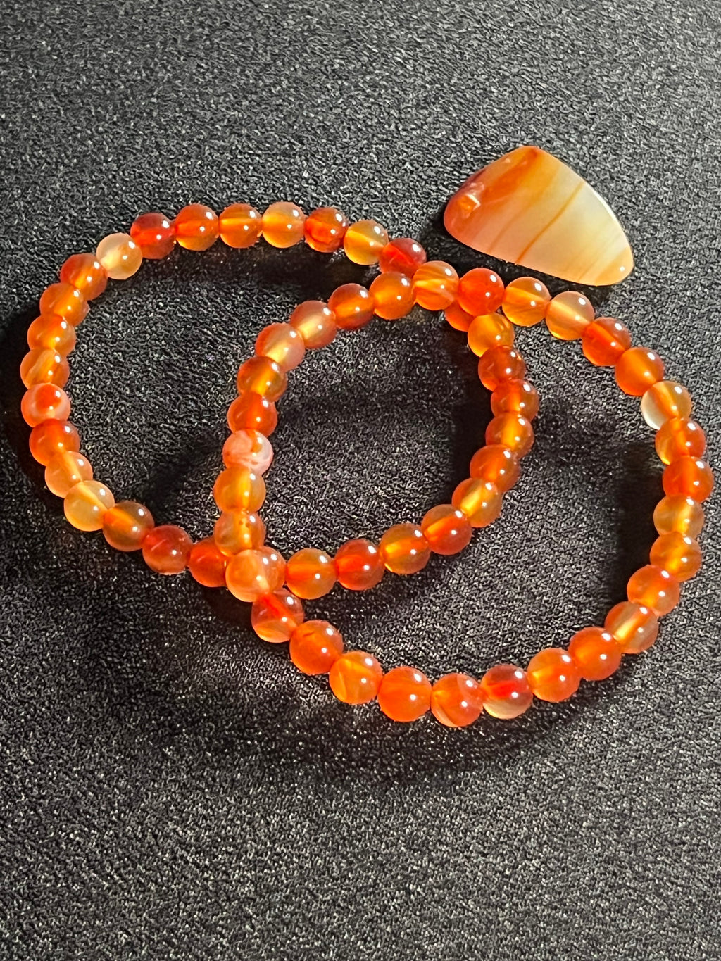 Carnelian (natural orange) smooth round 6mm bead stretch bracelet; July birthstone