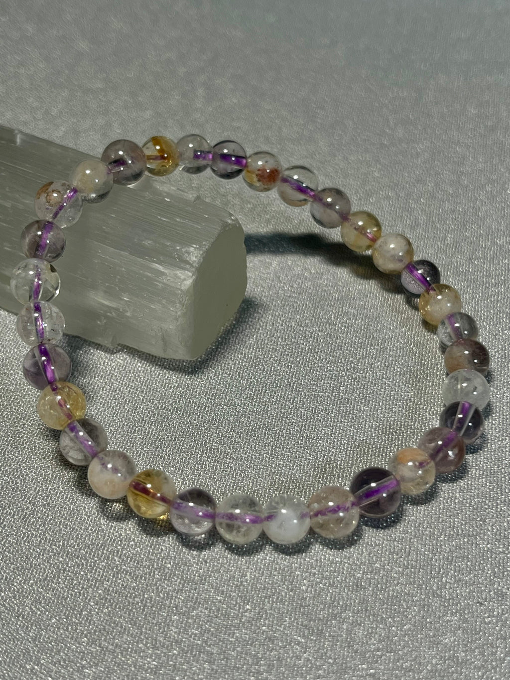 Ametrine smooth round 6mm bead stretch bracelet