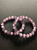 Lilac Lepidolite smooth round 9mm bead stretch bracelet