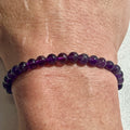Amethyst (dark) smooth round 6mm, 8mm bead stretch bracelet; February birthstone
