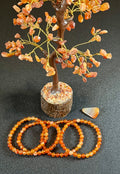 Carnelian (natural orange) smooth round 6mm bead stretch bracelet; July birthstone