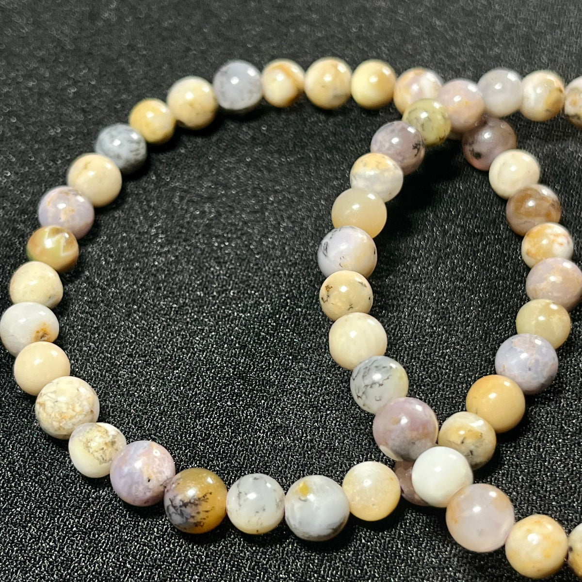 Purple Moss Opal smooth round 5.5-6mm bead stretch bracelet; October birthstone