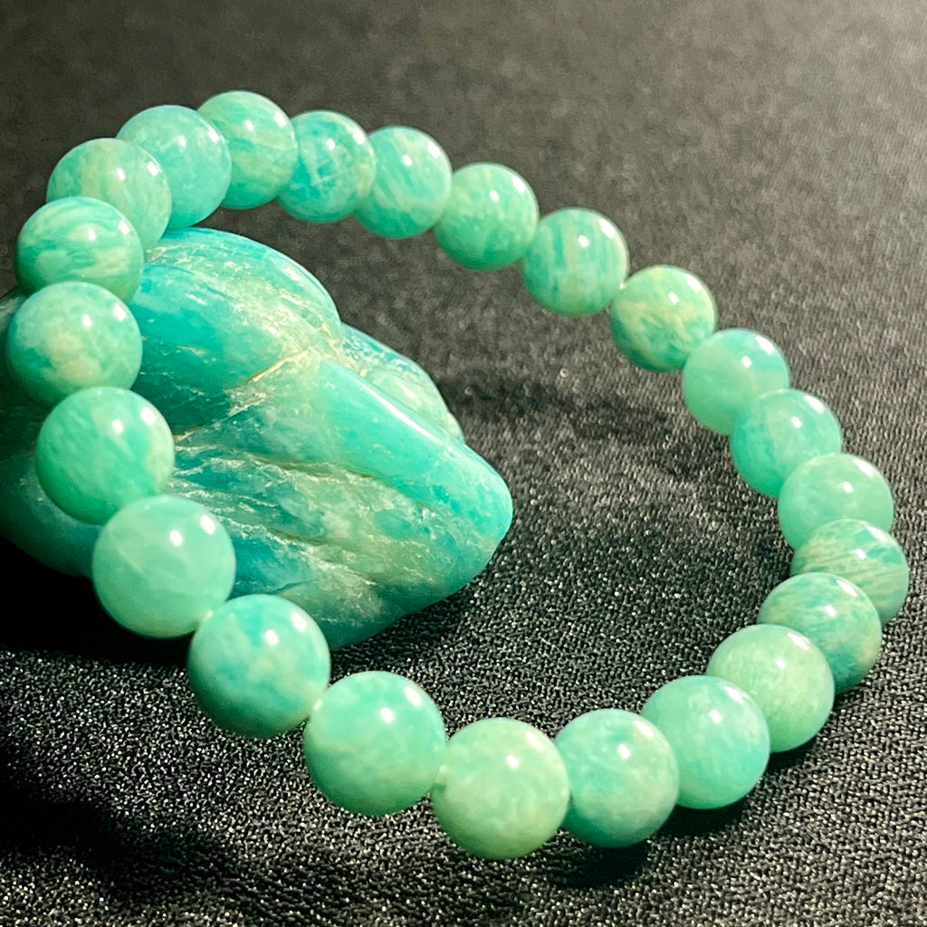 Amazonite smooth round 6mm, 8mm, 10mm bead stretch bracelet (AA grade)