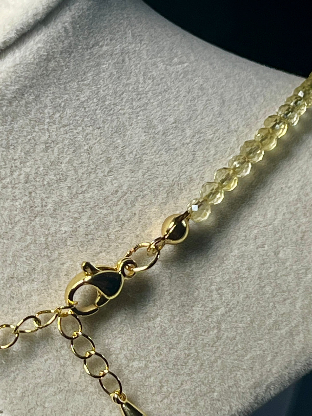 Citrine microfaceted sparkling round 3mm bead 18k gold clasp 20 1/2” adjustable necklace (premium grade); November birthstone