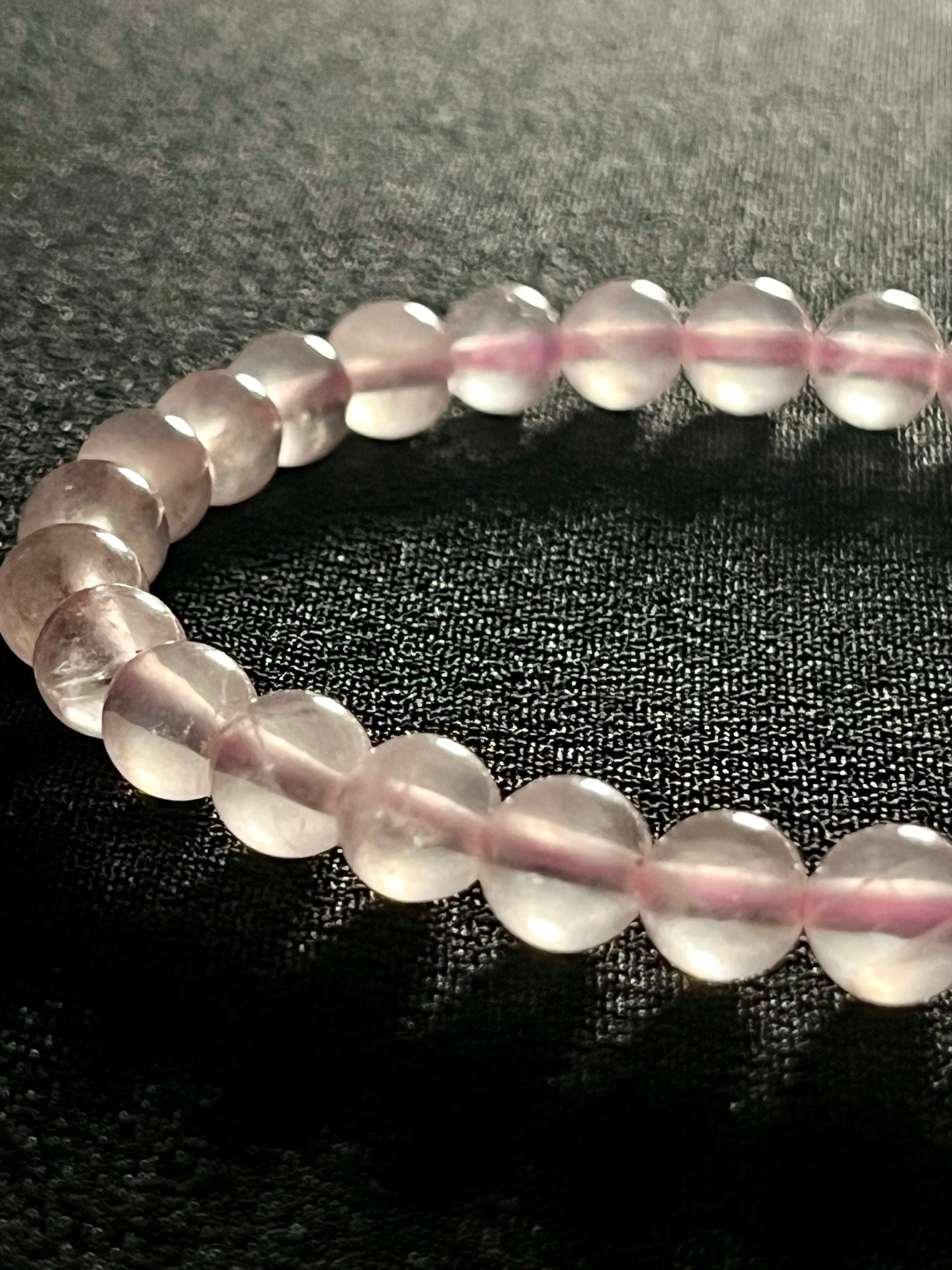 Light Pink Rose Quartz smooth round 6mm beads stretch bracelet (AAA grade); October birthstone
