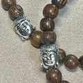 Philippines Robles Wood round 6mm bead stretch bracelet w/ silver Buddha focal