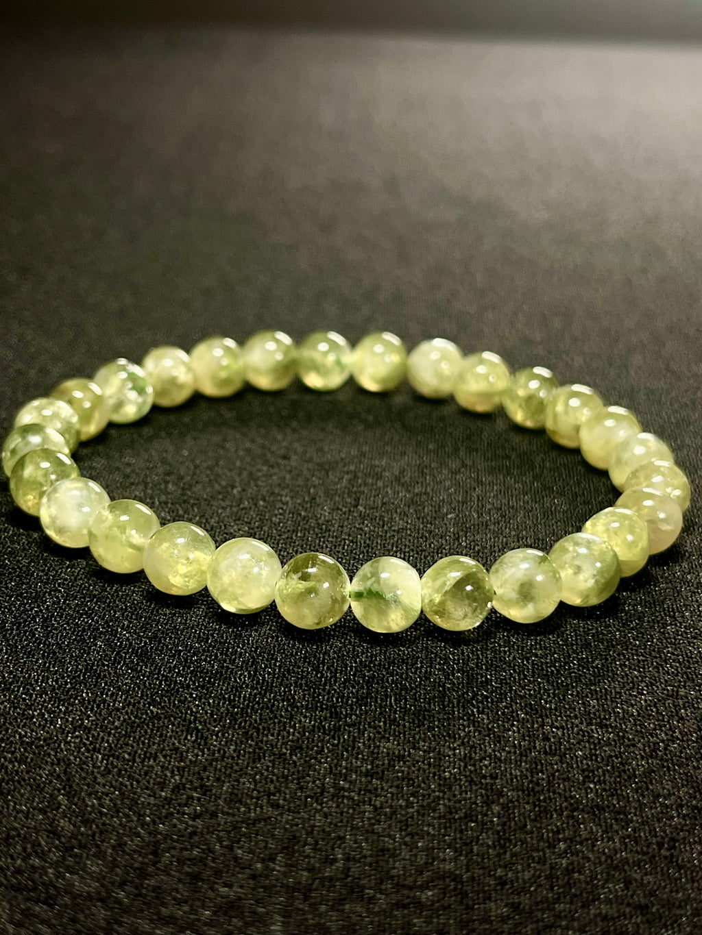 Green Lepidolite smooth round 7mm bead stretch bracelet