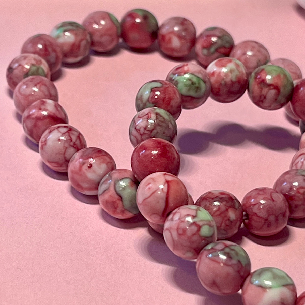 Rain Flower Rhyolite smooth round 8mm bead stretch bracelet (dyed)